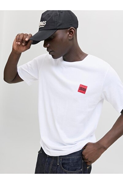 Jack & Jones Tricou pentru bărbați cu imprimeu minimal cu logo pe piept - Brandy