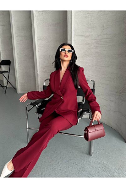 ZF BUTİK Tek Düğmeli Asimetrik Ceket Pantolon Takım
