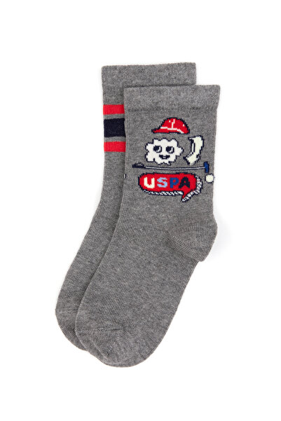 U.S. Polo Assn. Boy's Gray Melange Socks 50318054-Vr086
