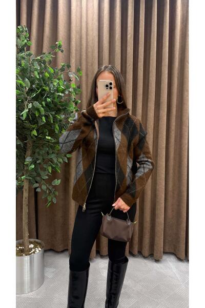 Maysa BAKLAVA DESENLİ ÇİFT FERMUARLI HIRKA