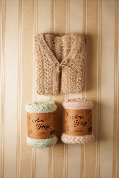 anne yeleği Simli Yumoş - Kadın Simli Ajurlu Yumuşak Dokulu Triko Yelek