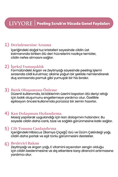 LİVYORE Argan & Zeytin Yağlı Peeling Scrub Vücut Peelingi 250 ml