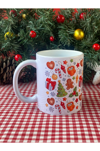Hepsi Enteresan Mixed Pattern Christmas Cup, Porcelain Mug, New Year Gift