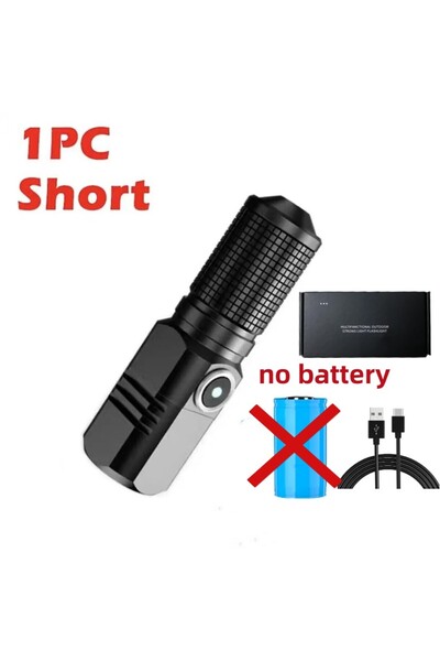 Choice Short NO battery Mini Flashlight XHP50 LED USB C Rechargeable 16340 18650 Battery Flashlight 1500lm