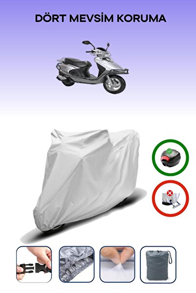 Breen حقيبة خلفية رمادية متوافقة مع غطاء محرك الدراجة النارية Kuba GS 125 المتوافق مع الدراجات النارية