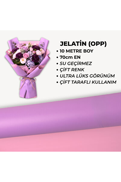 70cm x 10m OPP (JELATİN) Çiçek Buket Ambalaj Kağıdı - Pembe Lila Çift Taraflı