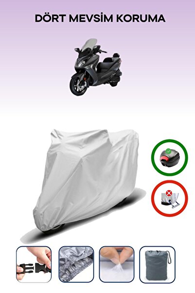 Breen Gray Rear Bag Compatible with Sym Joymax 250I Compatible Motorcycle Tarpaulin Engine Cover