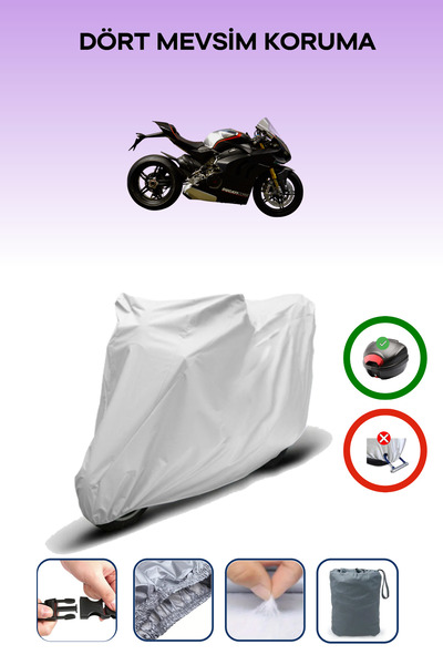 Breen Gray Rear Bag Compatible with Ducati Panigale V4 Sp Compatible Motorcycle Tarpaulin Motor Cover