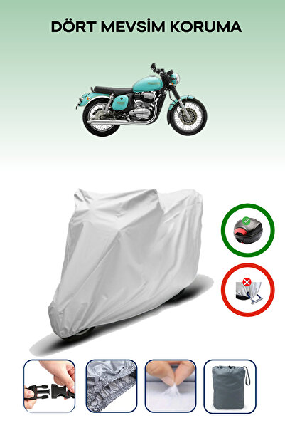 Breen حقيبة خلفية رمادية متوافقة مع غطاء محرك الدراجة النارية Jawa Forty Two المتوافق مع غطاء المحرك