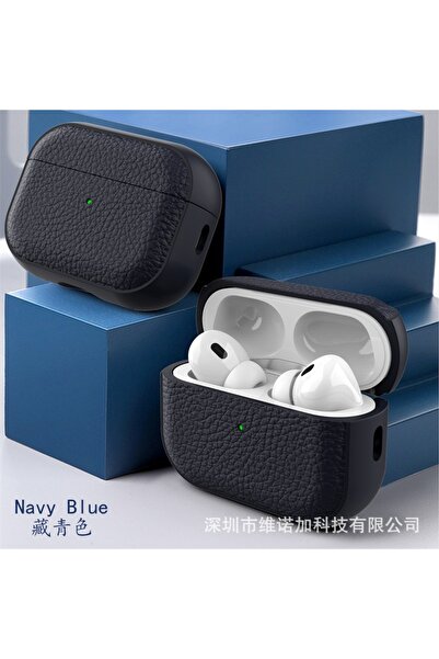 Choice جراب AirPods Pro 2 بلون أزرق داكن بنقشة جلدية، متوافق مع AirPods 1 و2 ...