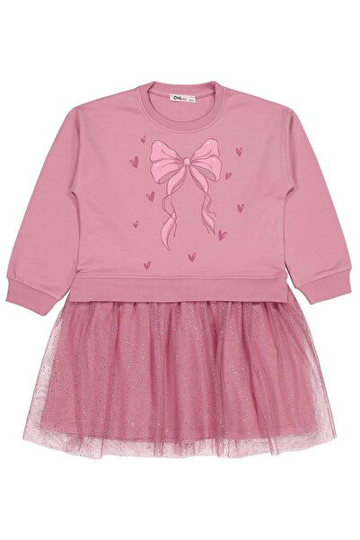 Civil Girls Fiyonk Baskılı 6-9 Yaş Elbise - Pembe 7-8 Yaş