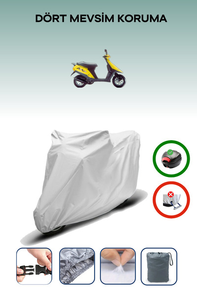 Breen Gray Rear Bag Compatible Aprilia Amico 50 Compatible Motorcycle Tarpaul...