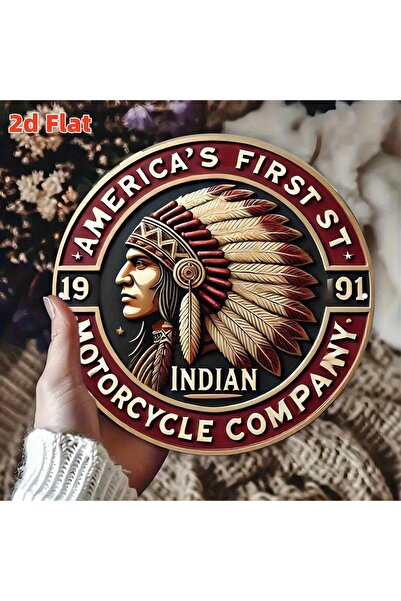 Choice 7.87x7.87in(20x20cm) Red [Vintage Indian Motorcycle Sign] Vintage Indian Motorcycle Co. Logo Metal S