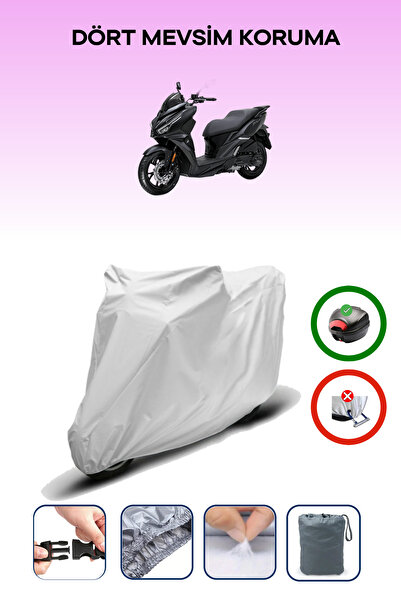 Breen Gray Rear Bag Compatible with Sym Jet 14 Evo 200 Plus Compatible Motorcycle Tarpaulin Motor Cover
