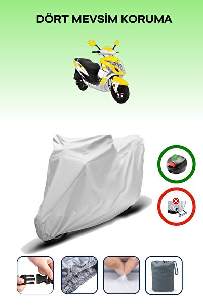 Breen Gray Rear Bag Compatible Yuki Yb 150 Jumbo Compatible Motorcycle Tarpaulin Motor Cover