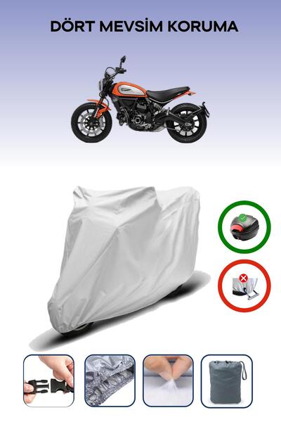 Breen حقيبة خلفية رمادية متوافقة مع غطاء محرك الدراجة النارية Ducati Scrambler Icon المتوافق مع الدراجات النارية