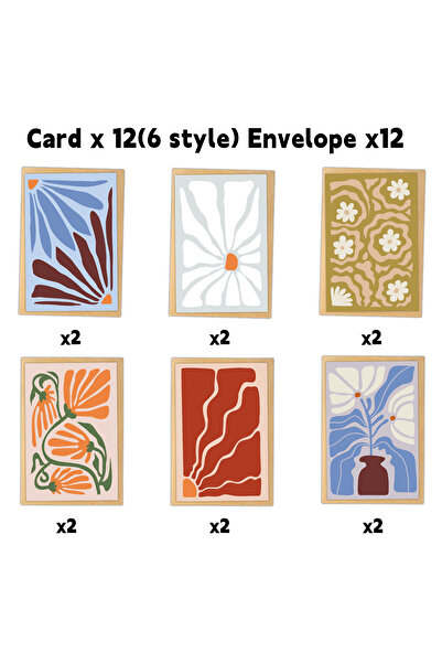 Choice 12pcs ​12pcs Abstract Geometric Line Greeting Cards With Envelopes,Bla...