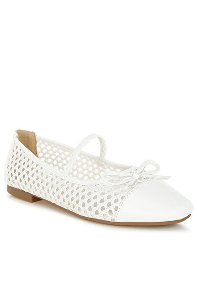 london Rag Women Woven Bow Detail Ballerinas in White