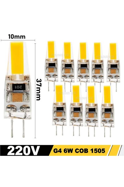 Choice مصابيح LED COB بيضاء باردة G4 220 فولت 6 واط، 10 قطع، قابلة للتعتيم، 6...