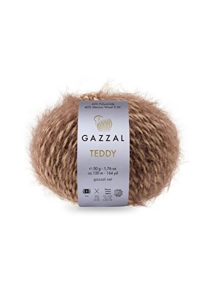 Gazzal Teddy 40% Merino Wool 60% Polyamide – 50 g 150 m Πλεκτό νήμα που ανακουφίζει από τον άγχος-6540-1 ΤΕΜ.