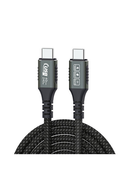 Choice كابل TUTI 240W USB-C Thunderbolt 4 ثنائي الأبعاد بطول 0.5 متر، أسود ال...