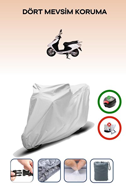 Breen Gray Rear Bag Compatible with Falcon Dolphin 125 Efi Compatible Motorcycle Tarpaulin Motor Cover