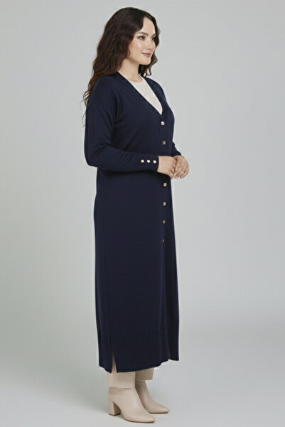 benguen Mercerized Long Cardigan N3250 Navy Blue