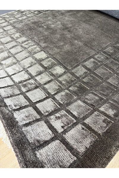 Hoomrugs Hoom Rugs Siena 3D Box Dark Grey Yün & Viskon İthal El Dokuma Halı
