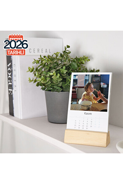 Hediyesepeti Ahşap Stantlı 10x15 Her Aya Bir Fotoğraf Mottolu 2026 Takvimi