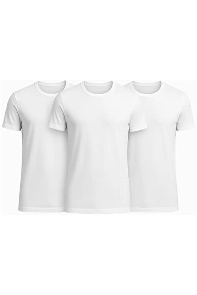 doneel Short Sleeve Mens Combed Cotton Innerwear T-Shirt White 3pcs Pack- XL Size