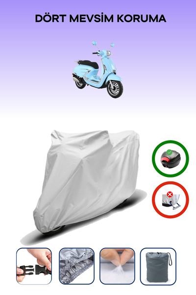 Breen Gray Rear Bag Compatible Rks Bitter 125 Compatible Motorcycle Tarpaulin...