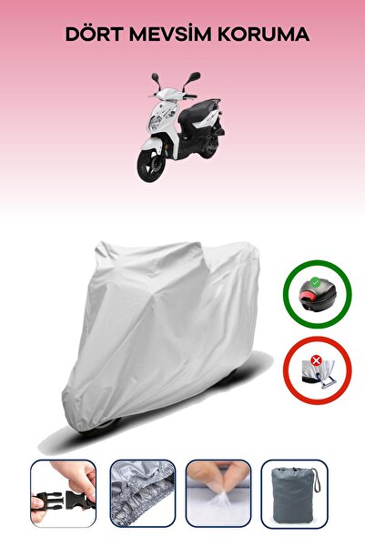 Breen حقيبة خلفية رمادية متوافقة مع غطاء محرك الدراجة النارية SYM Orbit II 125i المتوافق مع الدراجات النارية