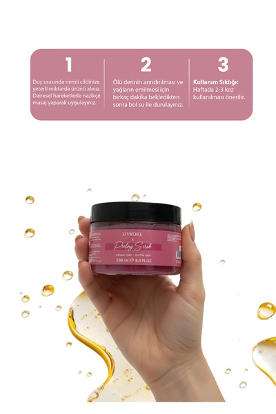 LİVYORE Argan & Zeytin Yağlı Peeling Scrub Vücut Peelingi 250 ml