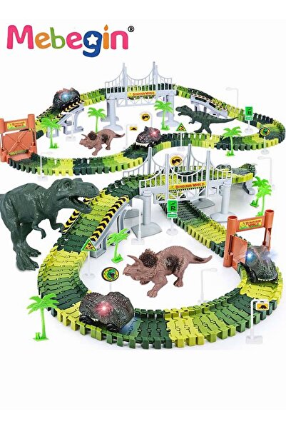 MEBEGIN 156PCS Dinosaur Race Track Toys Set