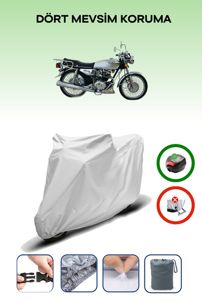 Breen Gray Rear Bag Compatible Kuba Filinta 100 Compatible Motorcycle Tarpaul...