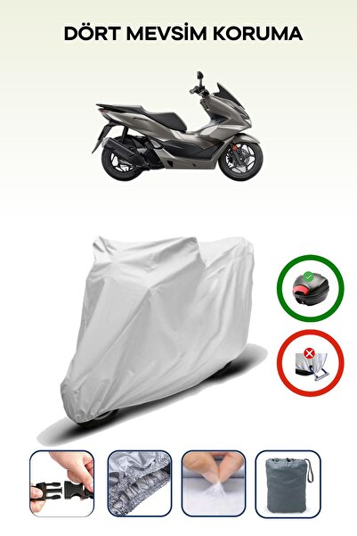 Breen حقيبة خلفية رمادية متوافقة مع غطاء محرك الدراجة النارية المتوافق مع هوندا PCX150