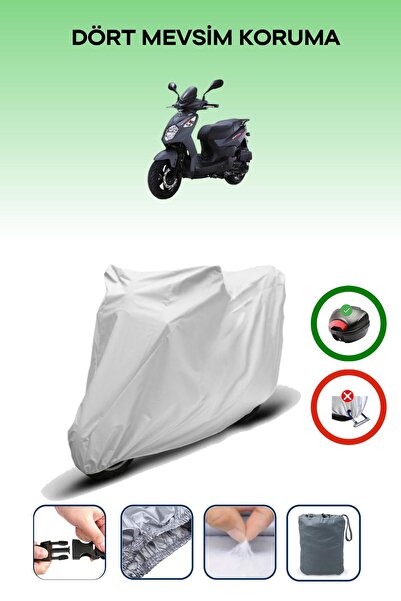 Breen Gray Rear Bag Compatible Sym Orbit Ii 125 Compatible Motorcycle Tarpaul...
