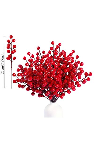 Choice ٥ قطع من أغصان التوت الأحمر الحمراء، ٥/١٠/٢٠ قطعة من زينة عيد الميلاد، أسدية الكرز لتزيين المنزل في عيد الميلاد الجديد