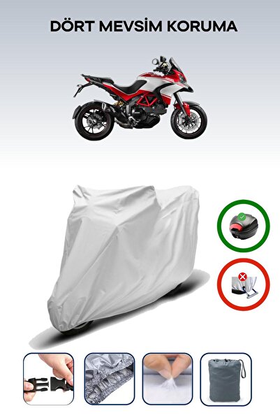 Breen Gray Rear Bag Compatible with Ducati Multistrada 1200 Pikes Peak Compatible Motorcycle Tarpaulin Motor Cover
