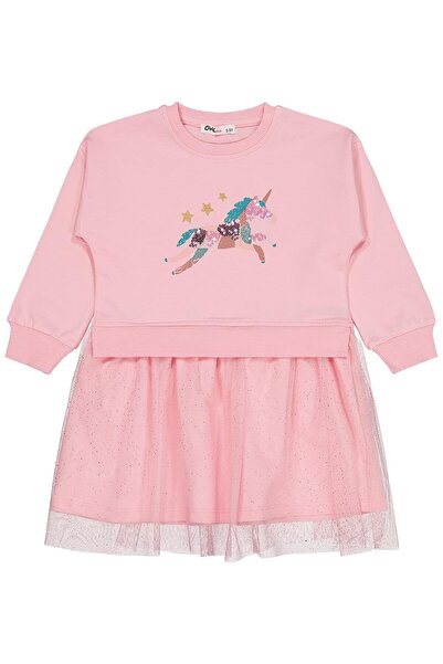 Civil Girls Unicorn Baskılı 2-5 Yaş Elbise - Pembe 4-5 Yaş