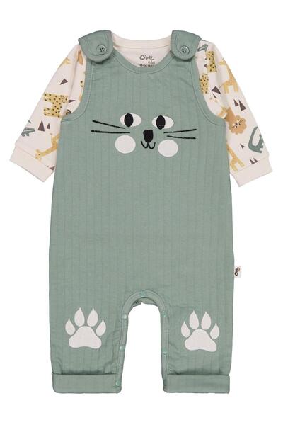 Civil Baby Badili Teddy Bear and Paw Embroidered 6-18 Months Slopet - Green 1...