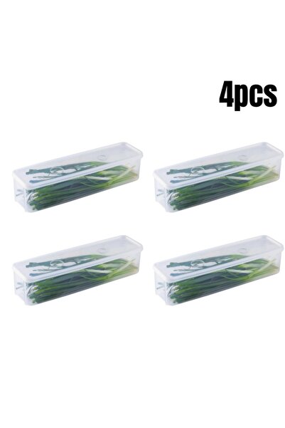 Choice 4PCS 1/2/4Pcs Refrigerator Storage Boxes With Lid Plastic Fresh Keeping Box Kitchen Scallions Cilant