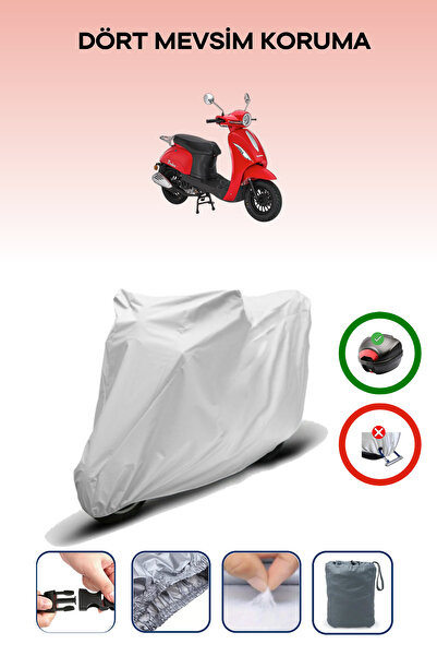 Breen حقيبة خلفية رمادية متوافقة مع غطاء محرك الدراجة النارية Kanuni Trodon XS 125 المتوافق مع غطاء المحرك