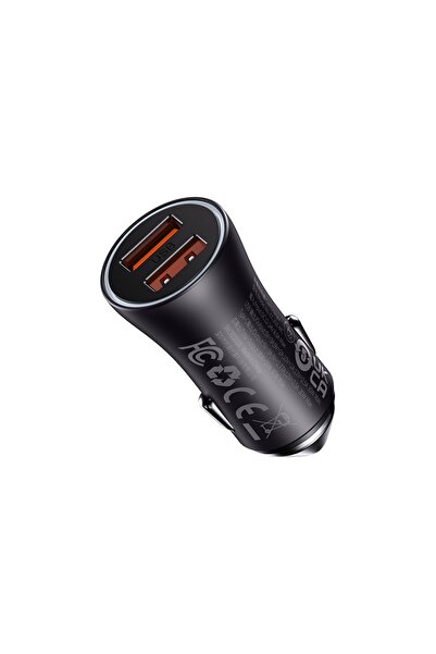 Baseus شاحن سيارة معدني بقوة 60 واط مزود بمنفذي USB، شاحن سريع ثنائي المنافذ لهواتف آيفون وهواوي...