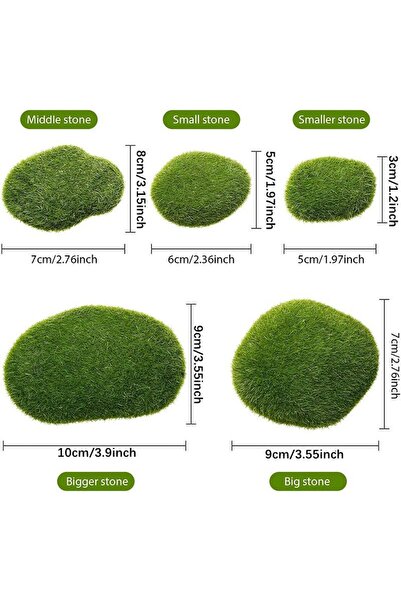 Choice 5 قطع من نباتات الطحالب الخضراء الاصطناعية، مقاس 7×8 سم، تُحاكي حجر ال...