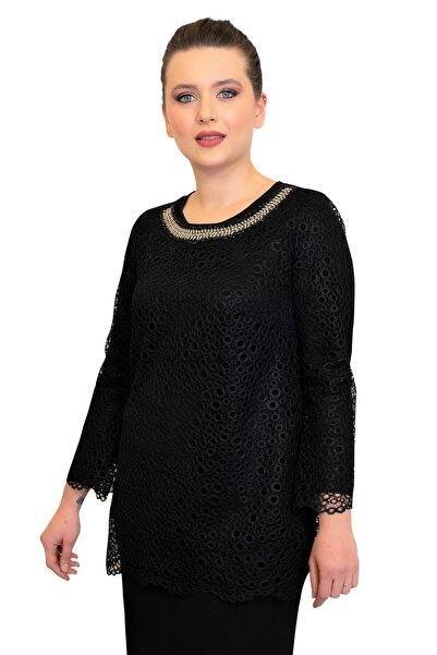OLEA XXL Büyük Beden Bluz 3066 Siyah