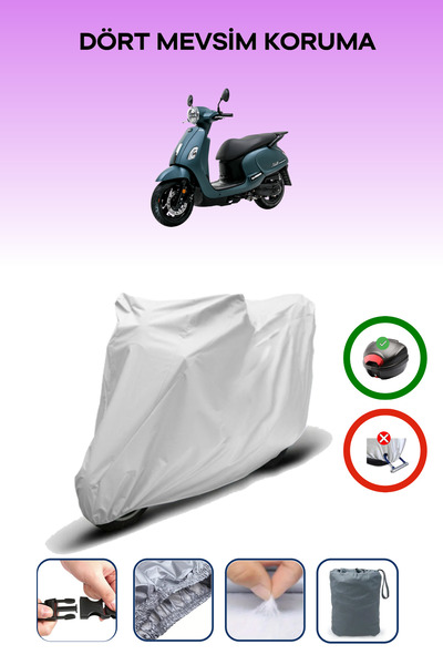 Breen Gray Rear Bag Compatible Sym Fiddle Iv 125 Compatible Motorcycle Tarpau...