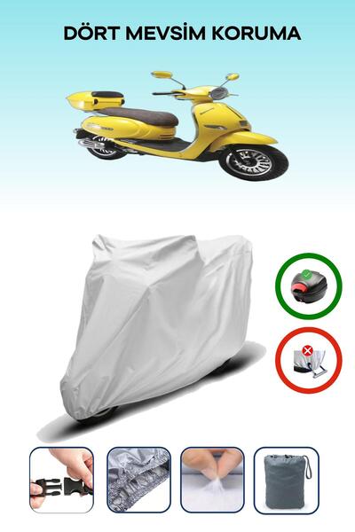 Breen Gray Rear Bag Compatible Kuba Brilliant 50 Compatible Motorcycle Tarpau...