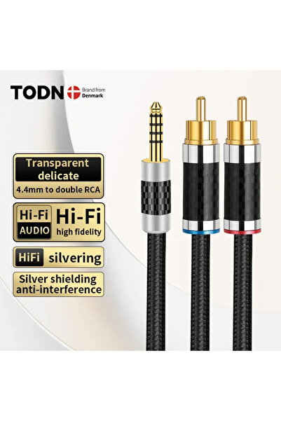 Choice 1m TODN HIFI OFC Silver Plated 4.4mm to 2RCA Aux Audio Cable High Grade 4.4mm Jack to 2RCA Cable for