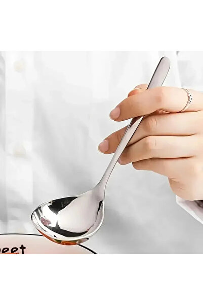 Choice ملعقة دائرية كبيرة الرأس من الفولاذ المقاوم للصدأ، فضية اللون، قطعة وا...